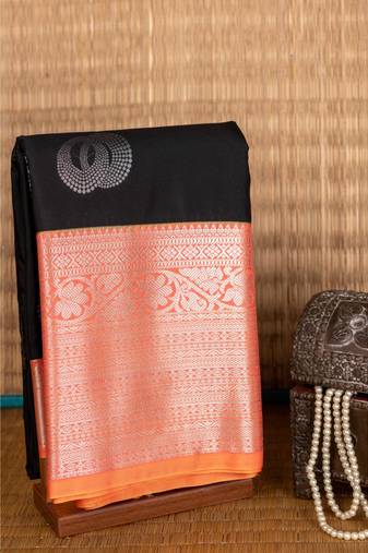 Black colour semi soft silk saree