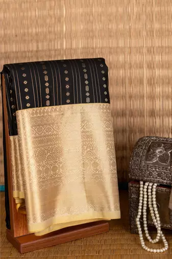 Black and malai semi silk saree