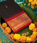 Black and red kanchi cotton saree