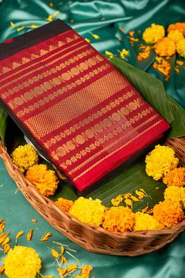 Black kanchi silk cotton saree 1