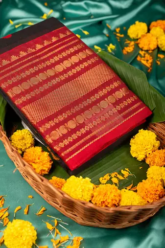 Black kanchi silk cotton saree