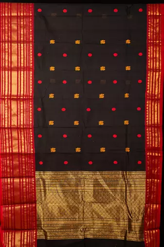 Black kanchi silk cotton saree