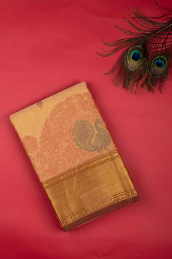 Beige colour pure kanchi cotton saree