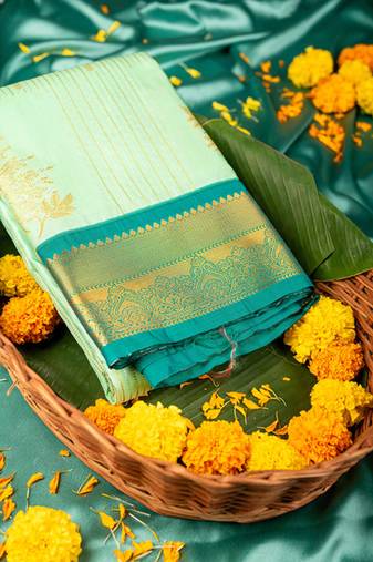 Green designer sem soft silk saree