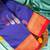 Blue and red korvai semi silk saree