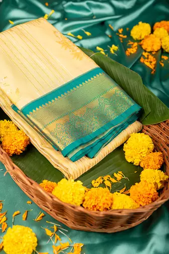 Beige turning semi silk saree