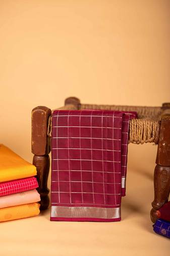 Maroon pure touch silk saree