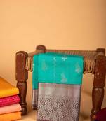 Aqua green chocolate pure touch silk saree