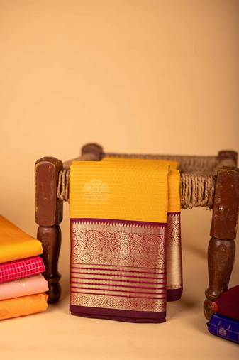 Mustard semi soft silk saree