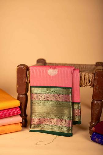 Pastel pink semi soft silk saree