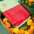 Aqua green and reddish pink semi silk saree