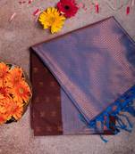 Maroon small border semi soft silk saree