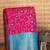 Pink and blue designer semi silk saree