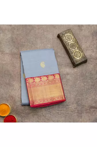 Kanchipuram grey colour silk saree