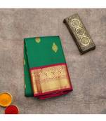 Green and red kanchi silk saree