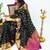 Green with pink silk saree