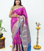 Purple and blue combination saree