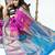 Purple and blue combination saree