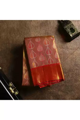 Golden kanchipuram silk saree