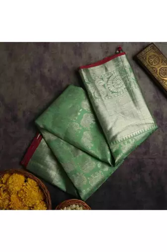 Pista green kanchipuram silk saree