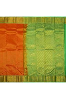 Reddish orange bridal silk saree 3