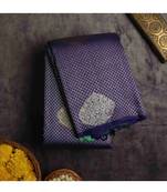 Royal blue borderless brocade with zari butta saree