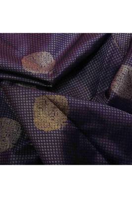Royal blue borderless brocade with zari butta saree 2