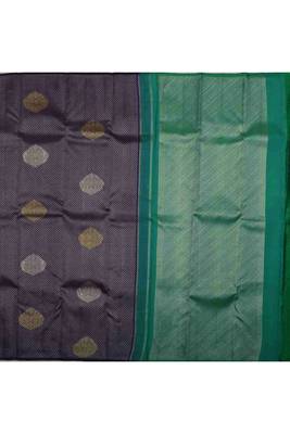Royal blue borderless brocade with zari butta saree 3