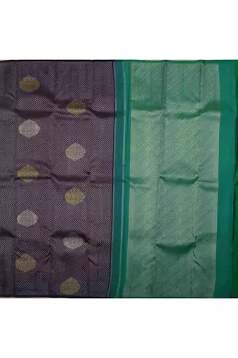 Royal blue borderless brocade with zari butta saree