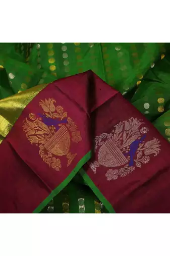 Dark green bridal saree