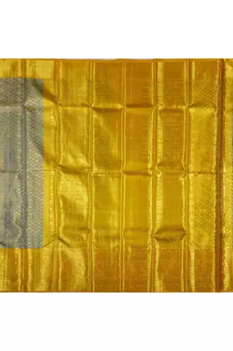 Greyish yellow brocade silk saree