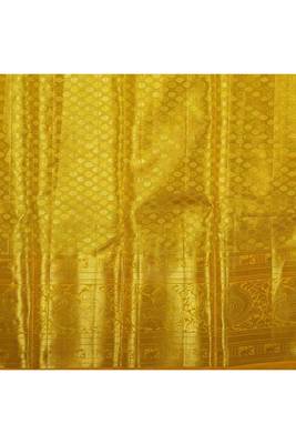 Greyish yellow brocade silk saree 4
