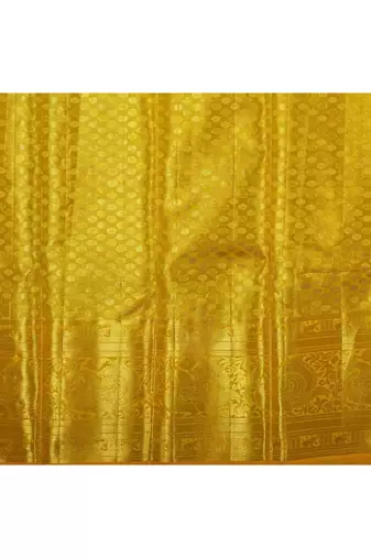 Greyish yellow brocade silk saree