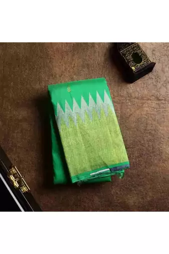 Light green saree with golden border