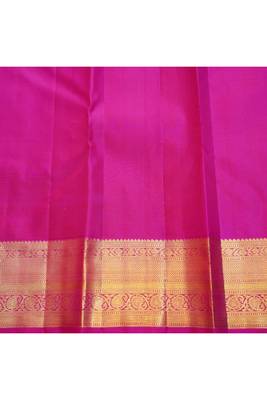 Light green silk saree with pink border 4
