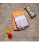 Orange brocade silk saree