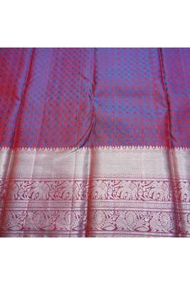 Orange brocade silk saree 3
