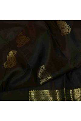 Dark green silk saree with golden border 2