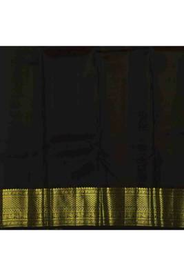 Dark green silk saree with golden border 4