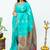 Borderless sky blue silk saree