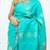 Borderless sky blue silk saree