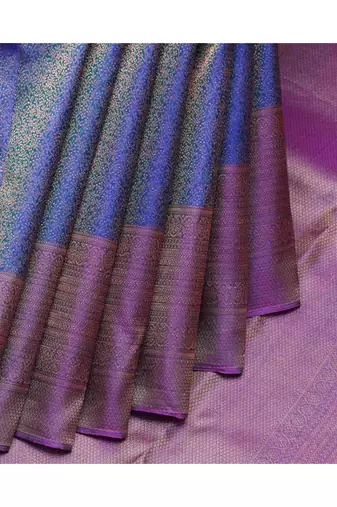 Dark blue brocade silk saree