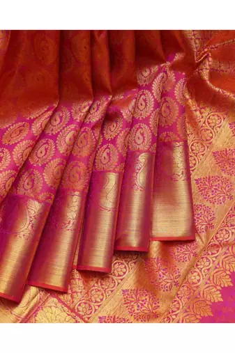 Pink brocade kanjivaram silk saree