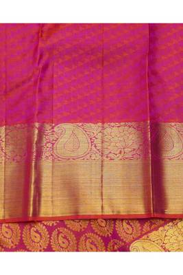 Pink brocade kanjivaram silk saree 4