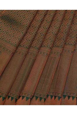 Green and pink brocade silk saree 3