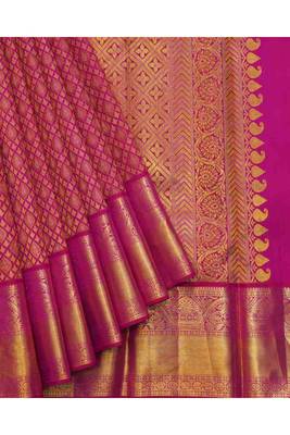 Magenta zari work silk saree 2