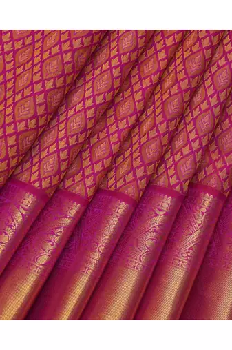 Magenta zari work silk saree
