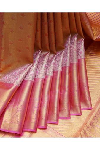 Pink bridal tissue silk saree