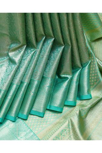 Turquoise tissue kanjivaram silk saree