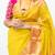 Yellow silk kanchipuram cotton saree